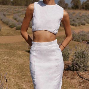 Never worn - DISSH SPENCER WHITE LINEN CROP TOP - 8 / WHITE